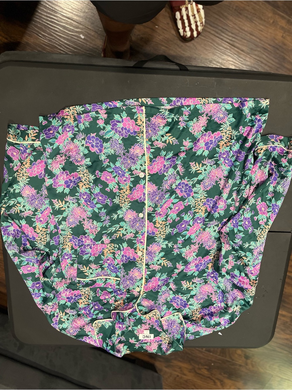 INC International Concepts Green Floral Button-Up Shirt